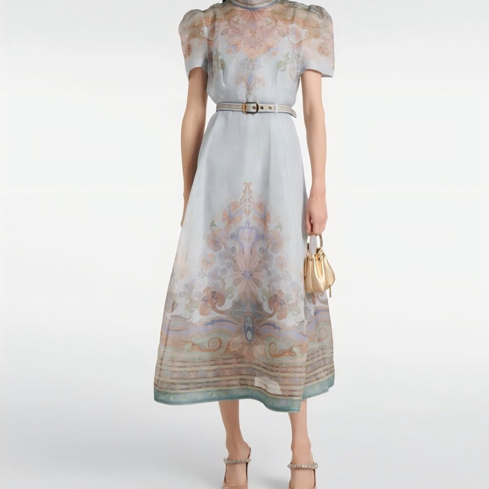 ZIMMERMANN Eden belted linen and silk blend midi dress